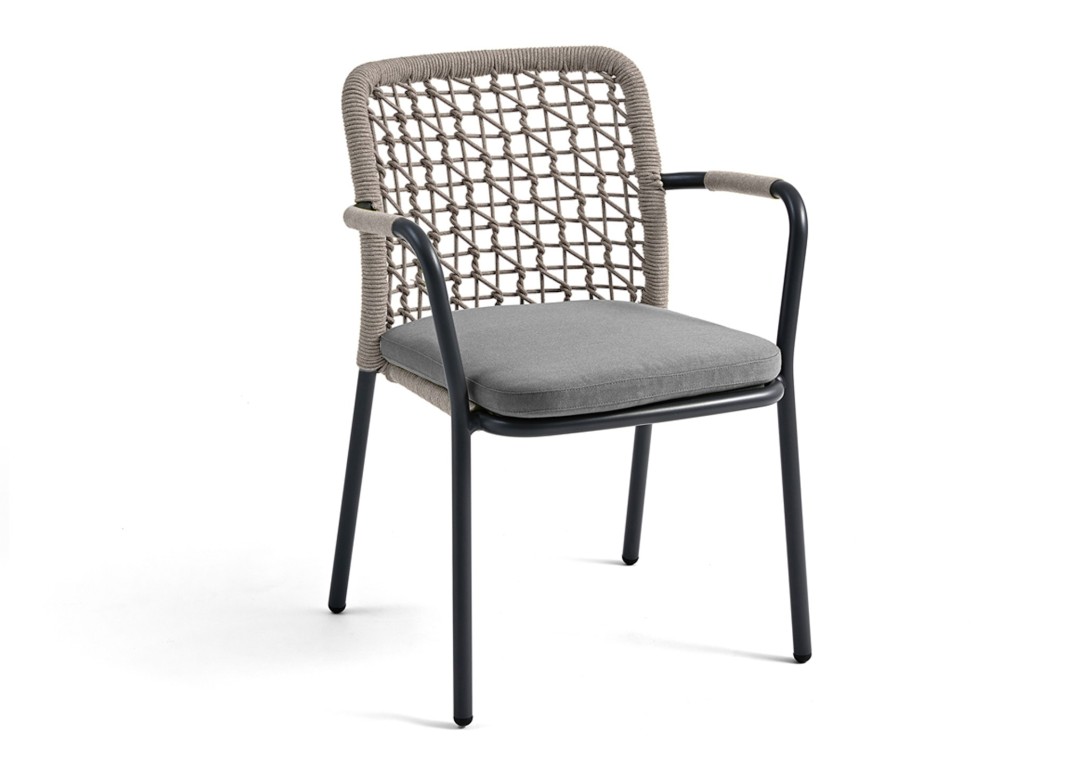 Kun Design Banyan Tree Dining Chair: Anthracite / Sand / Sunbrella Dark Grey