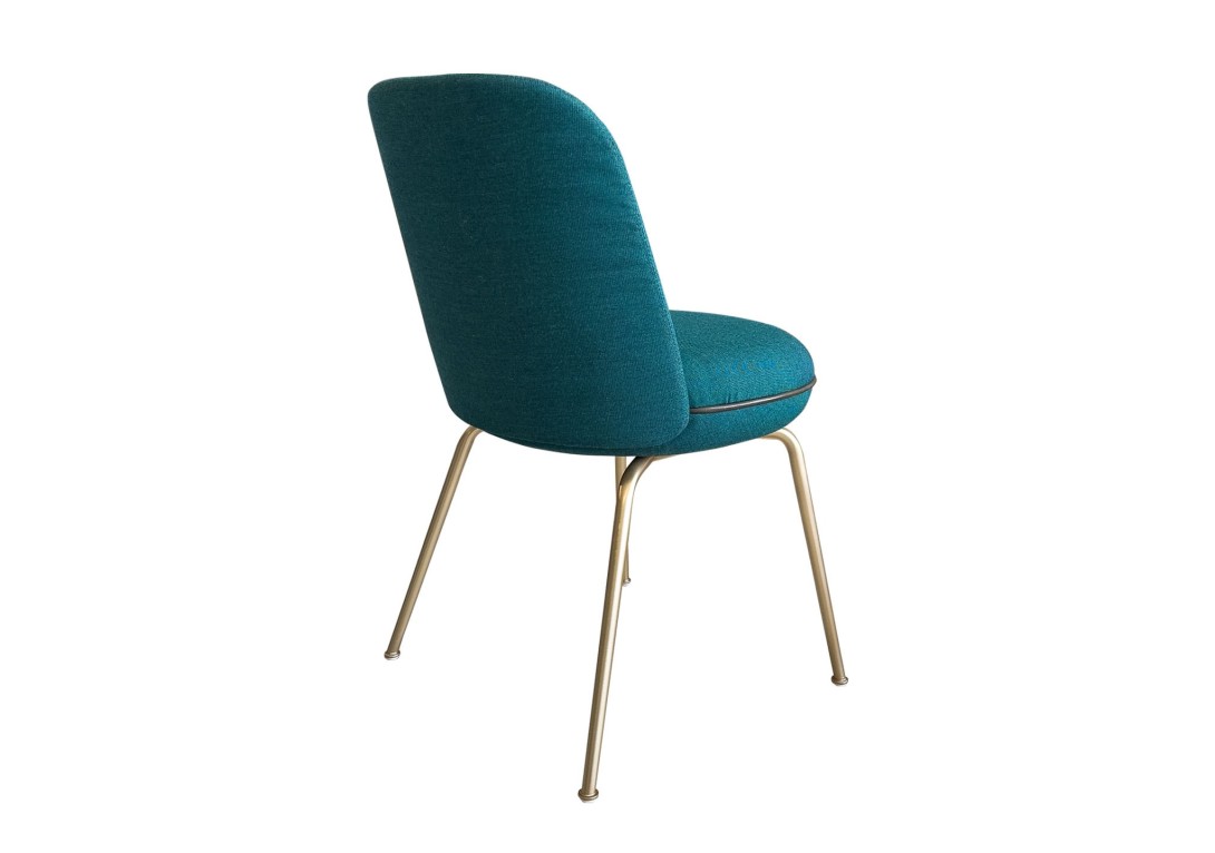 Merwyn Dining Chair in Arena Petrol Olive Piping Brass Legs WITTMANN