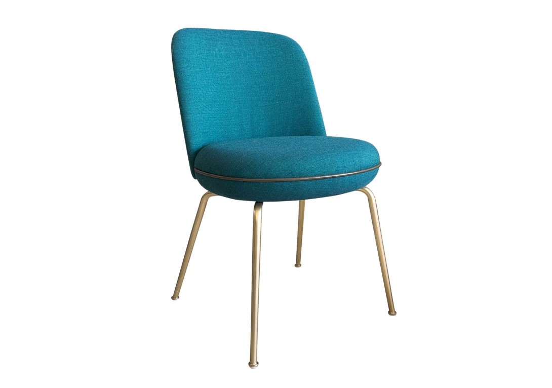 Merwyn Dining Chair in Arena Petrol Olive Piping Brass Legs WITTMANN