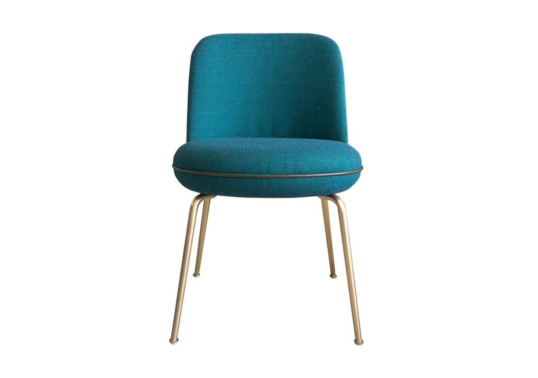 Merwyn Dining Chair in Arena Petrol Olive Piping Brass Legs WITTMANN