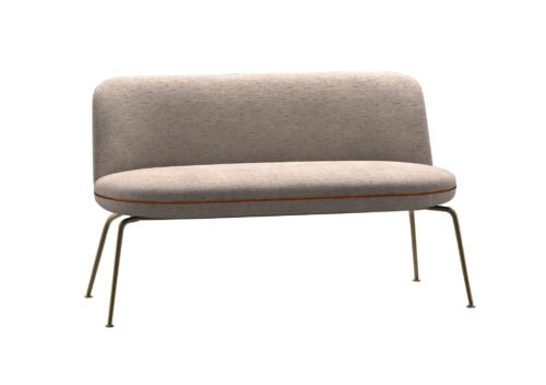 Merwyn Dining Sofa Eclipse Day Cognac Piping Brass Legs Wittmann