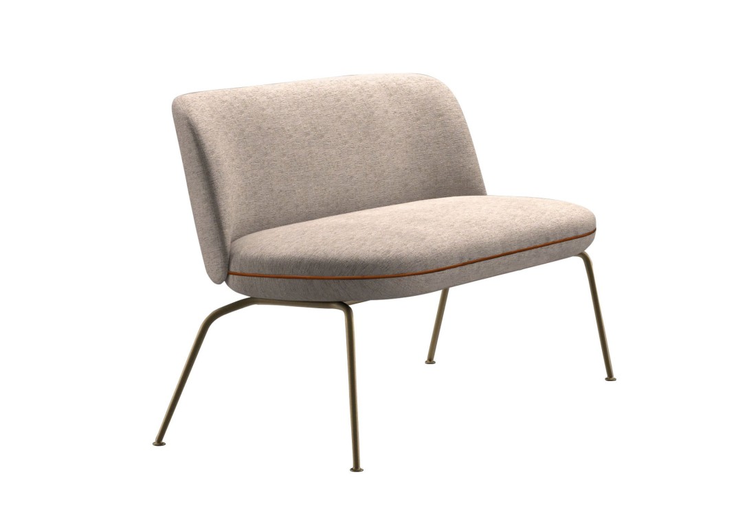 Merwyn Dining Sofa Eclipse Day Seat Cognac Leather Piping Brass Legs Wittmann
