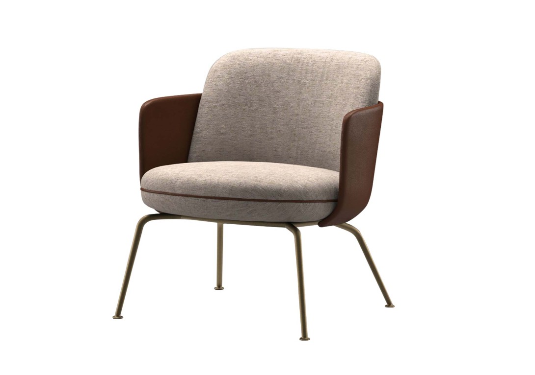 Merwyn Lounge Chair Eclipse Day Upholstery Cognac Leather Arms Brass Legs Wittmann