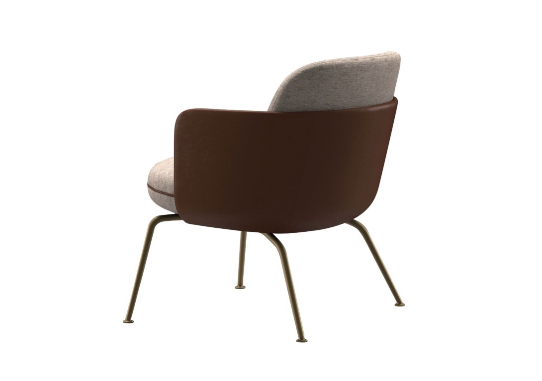 Merwyn Lounge Chair Eclipse Day Upholstery Cognac Leather Arms Brass Legs Wittmann
