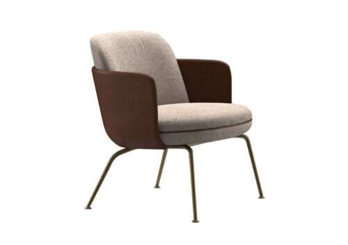 Merwyn Lounge Chair Eclipse Day Upholstery Cognac Leather Arms Brass Legs Wittmann