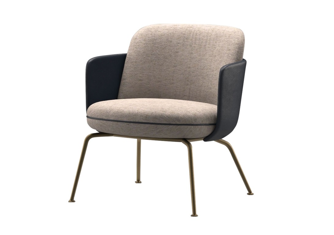 Merwyn Lounge Chair in Eclipse Day Seat Atlantik Shell Brass Feet Wittmann