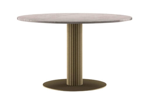 Wittmann Miles Bistro Dining Table: White Carrara and Satin Brass