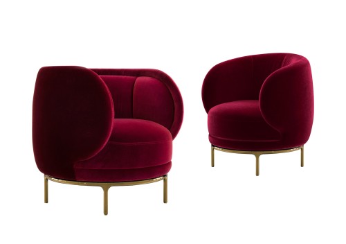 Wittmann Vuelta Armchair 80 and 72 cm: Velvet Bordeaux / Gold
