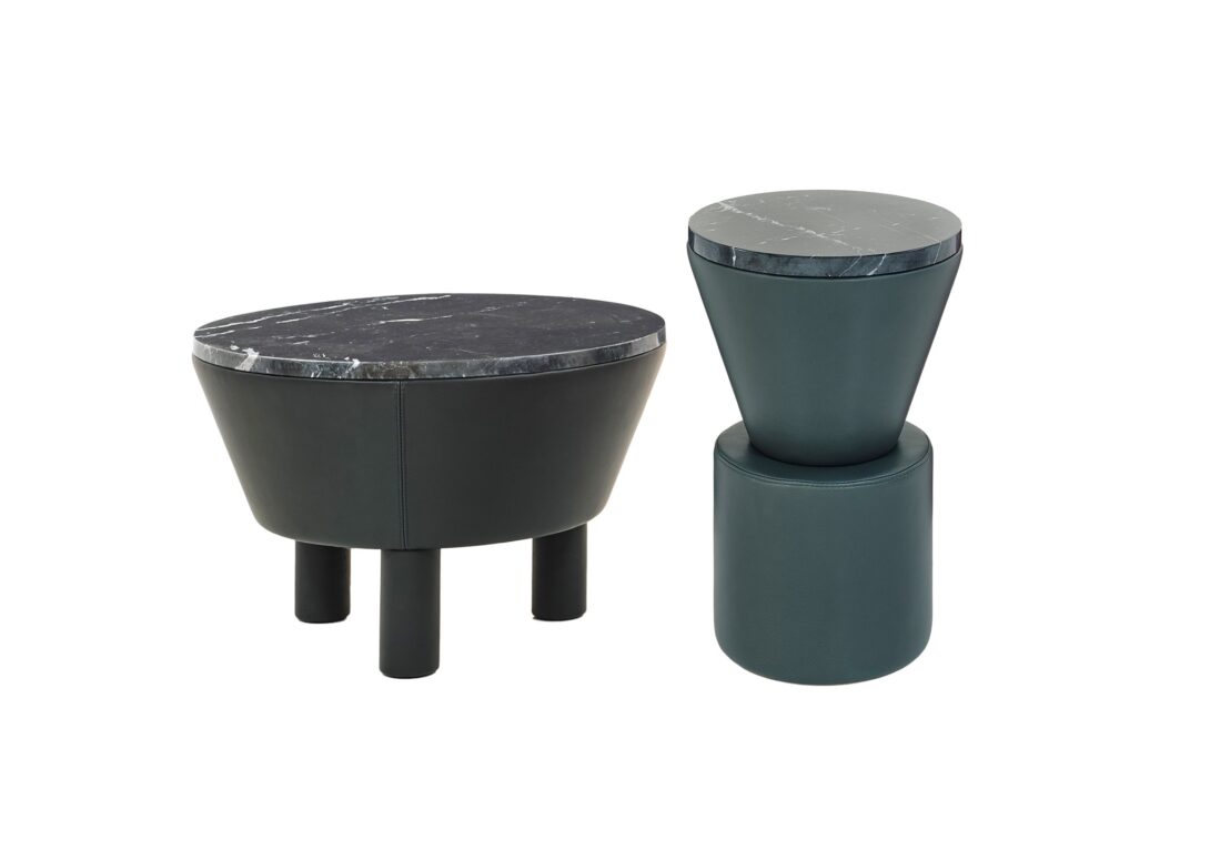 Wittmann Leather Side Tables 60cm + 30cm