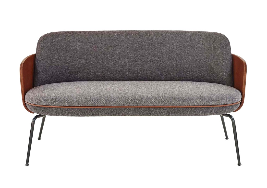 Wittmann Merwyn Lounge Sofa Eclipse Night with Cognac Leather Arms