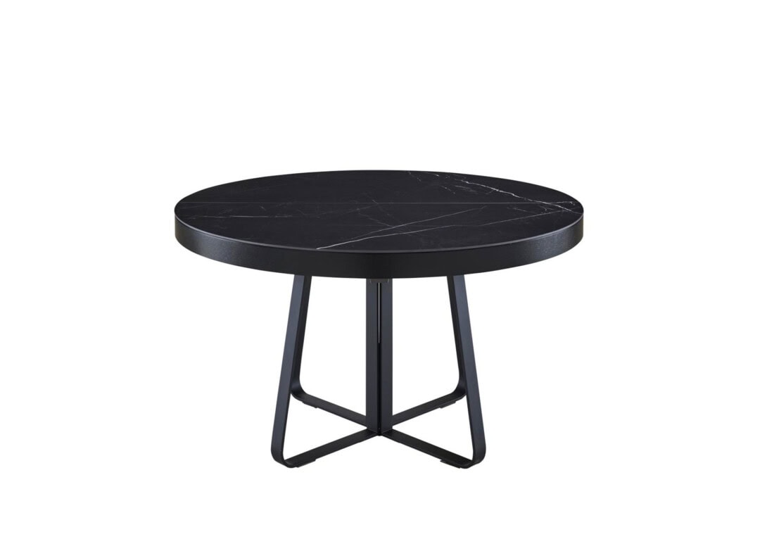Ligne Roset Ava Extendable Dining Table: Nero Marquinia with Black Lacquered Base