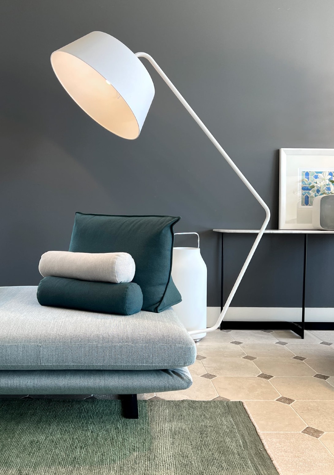 Ligne Roset: Bul Standard Floor Lamp in White (in ambient position)