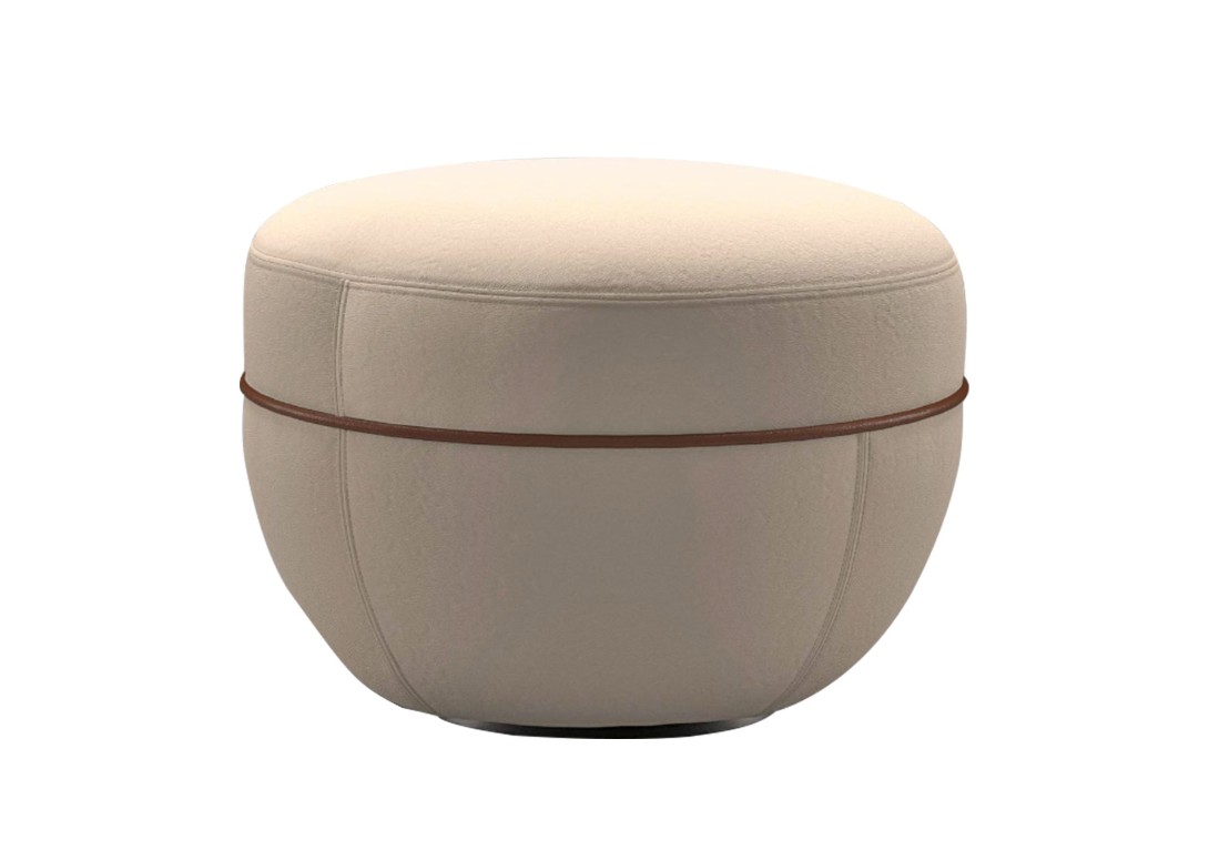 Miles Stool Wittmann Yukon Snow Cognac Leather Piping Black Base
