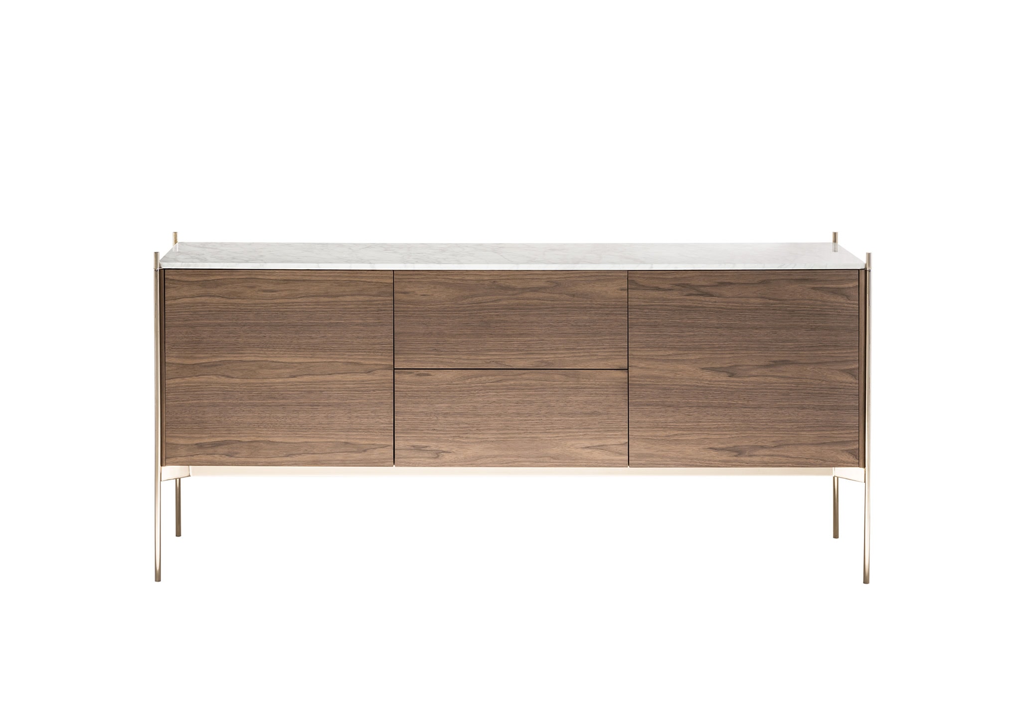 HC28 Lonja Sideboard: Walnut, Champagne Titanium and Venetian Marble Top