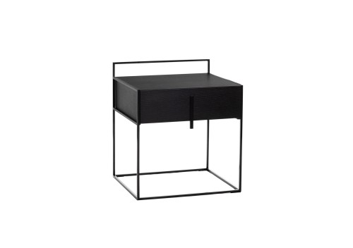 HC28 Fond Bedside Table: Black Oak, Black Frame