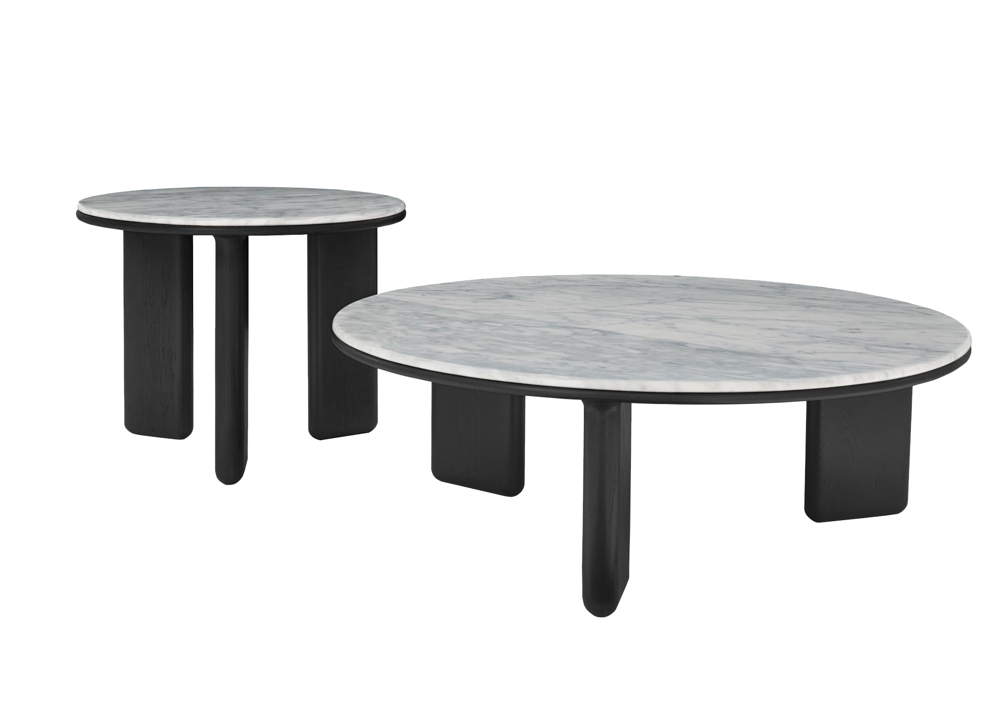 HC28 Oasis Occassional Tables: Black Oak and White Venetian Marble