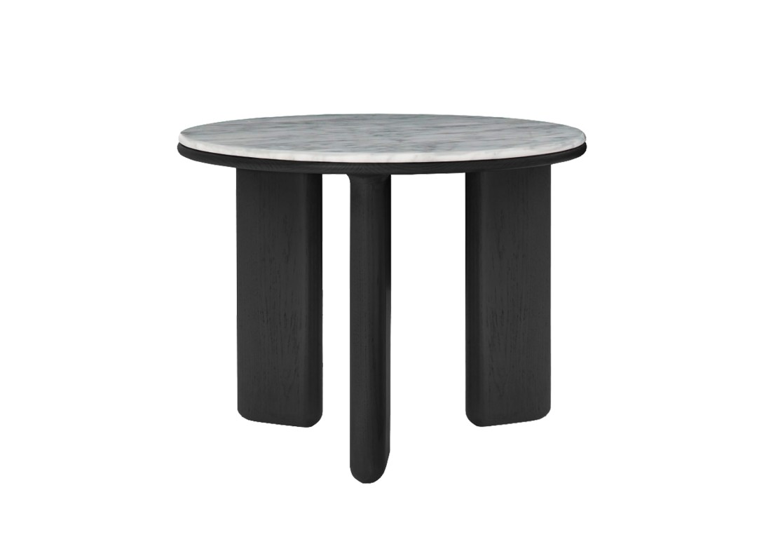 HC28 Oasis Side Table: Black Oak and White Venetian Marble