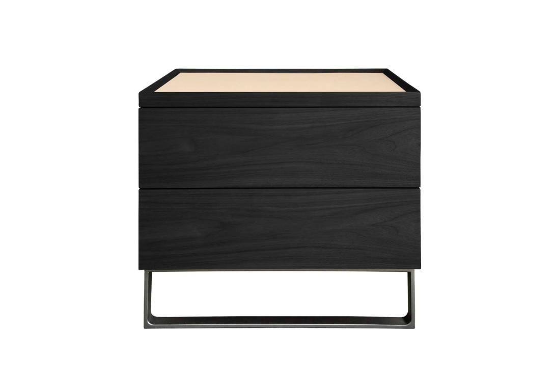 Rita Bedside Table HC28 Cosmo Black Oak Finish Leather Suave 05 Top
