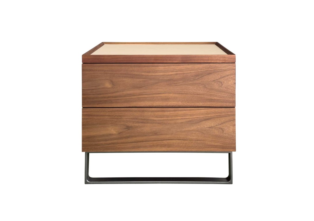 Rita Bedside Table HC28 Cosmo Walnut Leather Suave 05 Top
