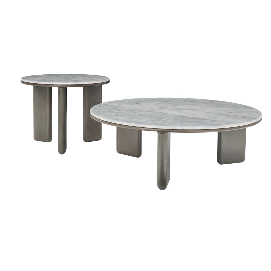 HC28 Oasis Occassional Tables: Grey Oak and White Venetian Marble