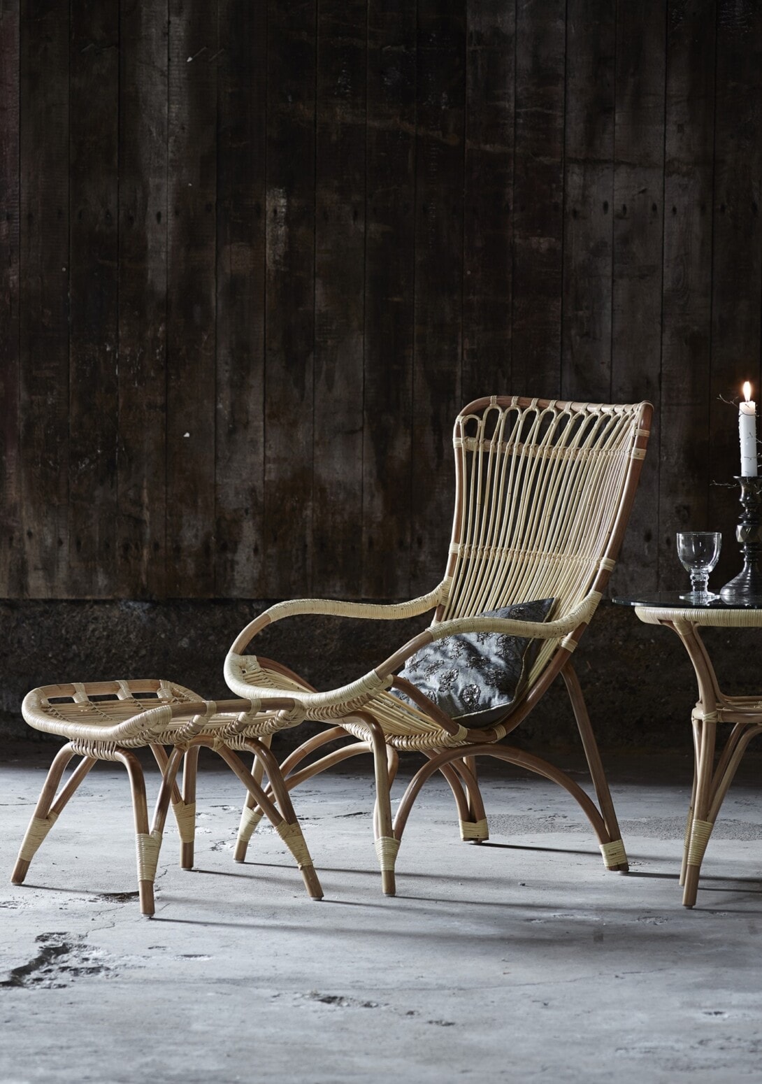 Sika Design Monet Lounge Chair and Footstool: Antique