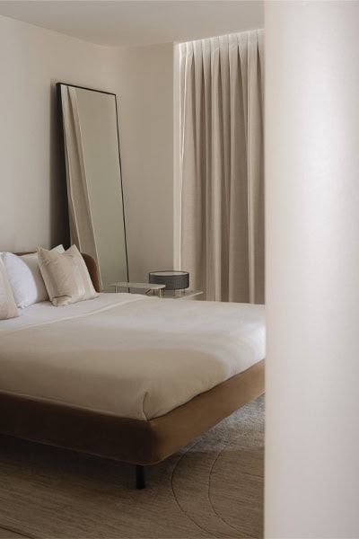 Ligne Roset: Desdemone Bed in Harald Noisette. Credit: Brock Beasley, Beach House, Broadbeach.