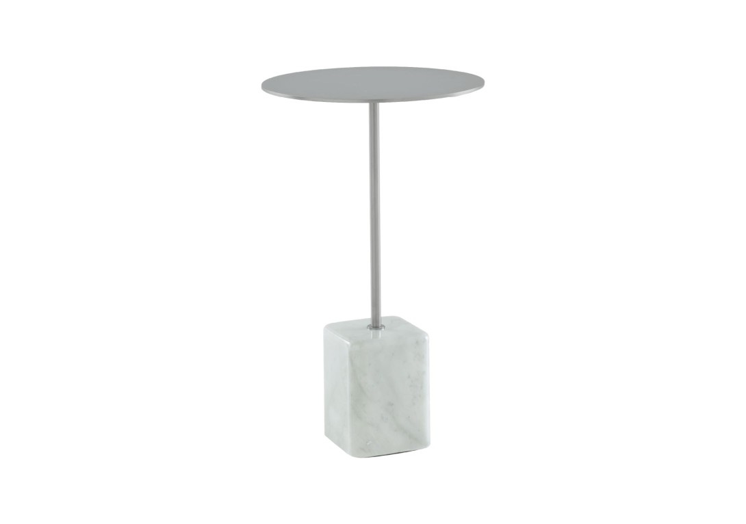 Cupidon Side Table Top Matt Chromed Finish Marble Base Ligne Roset