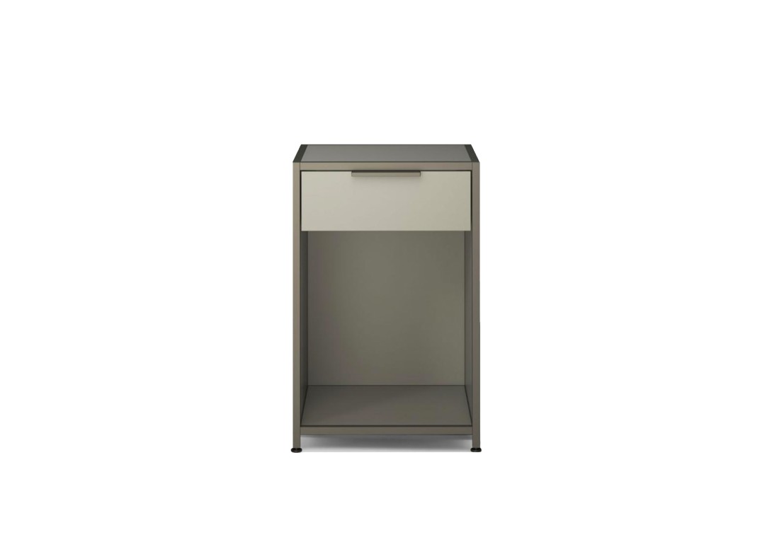 Ligne Roset Dita Bedside Table: Small 1 Drawer, Argile Lacquer
