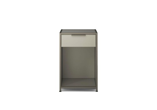 Ligne Roset Dita Bedside Table: Small 1 Drawer, Argile Lacquer