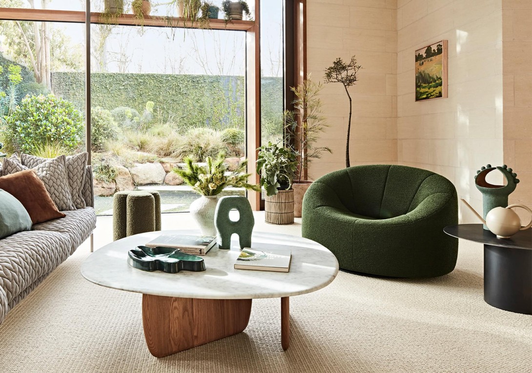 Ligne Roset Pumpkin Swivel Armchair: Parade Boutielle. Image Credit: Mike Baker