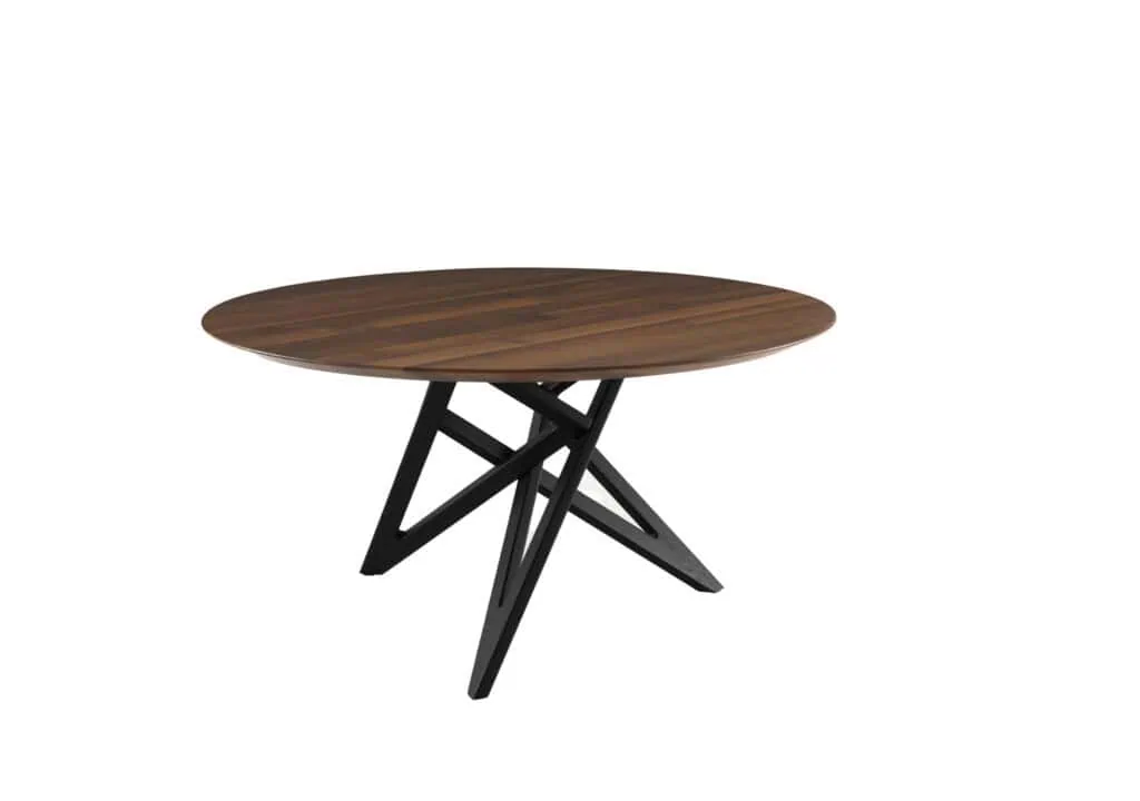 Ligne Roset: Ennea Dining Table - Round with European Walnut Top and Base in Black Stained Ash