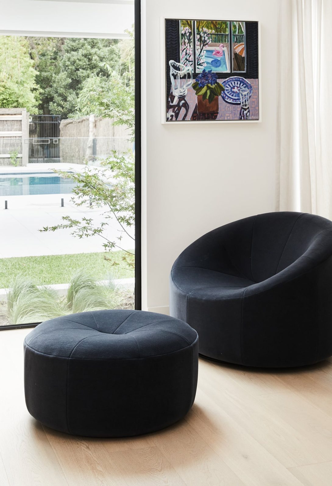 Ligne Roset Pumpkin Armchair and Footstool: Gentle Anthracite