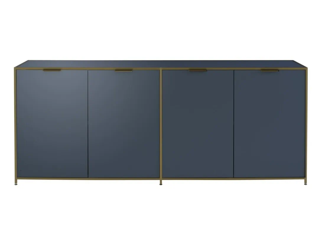 Ligne Roset Dita Sideboard: 4 Doors Bleu Nuit Lacquer