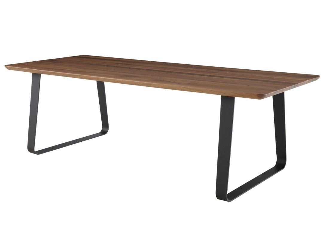 Ligne Roset Vilna Table: Walnut with Black Lacquered Steel Legs