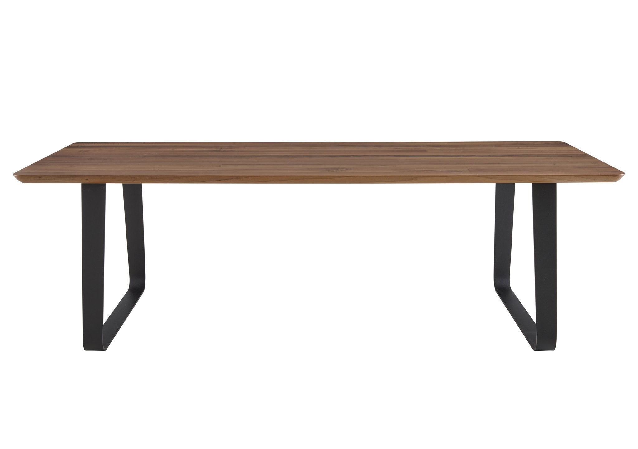 Ligne Roset Vilna Table: Walnut with Black Lacquered Steel Legs