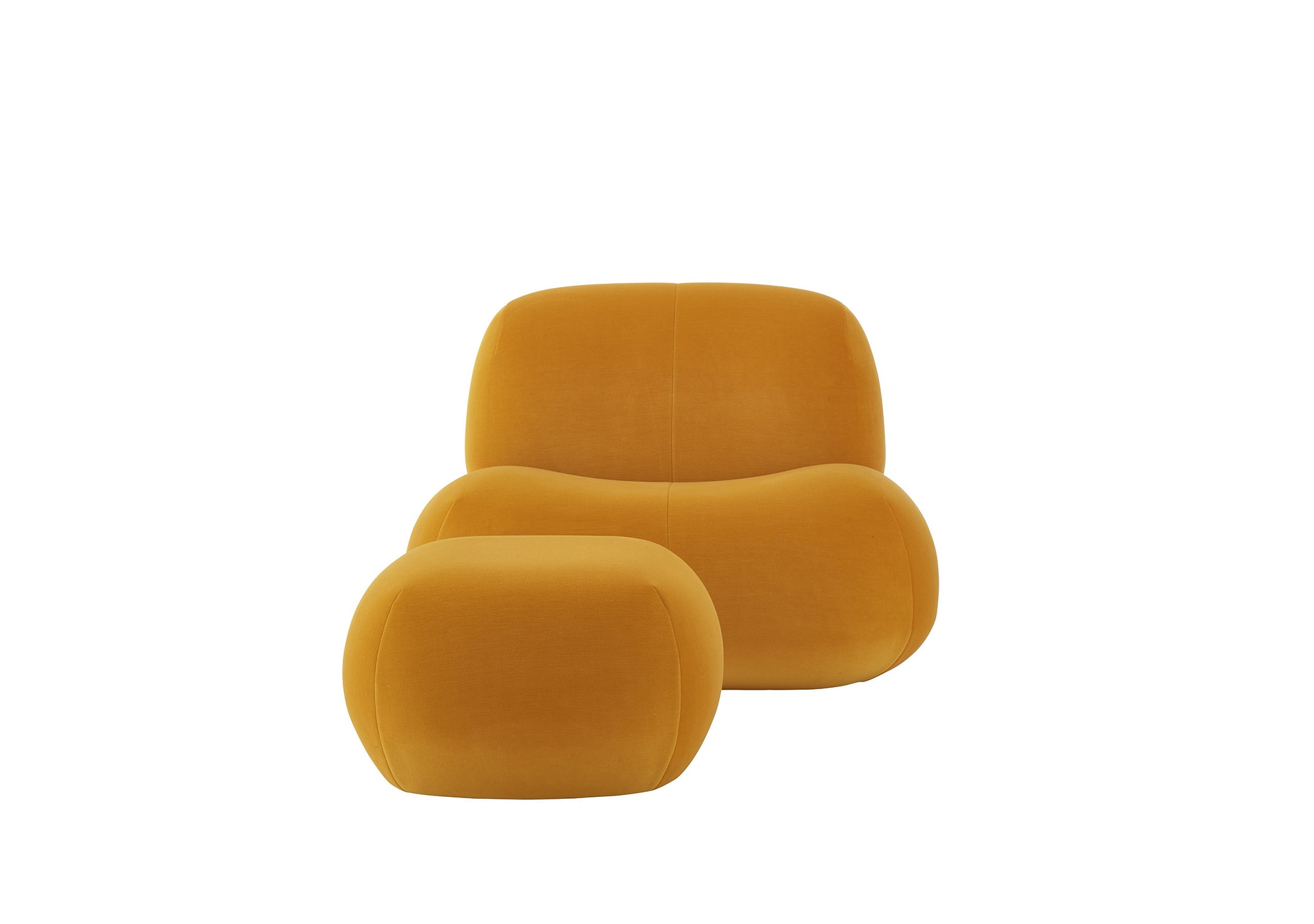 Ligne Roset Pukka Armchair and Small Footstool: Custom Upholstery