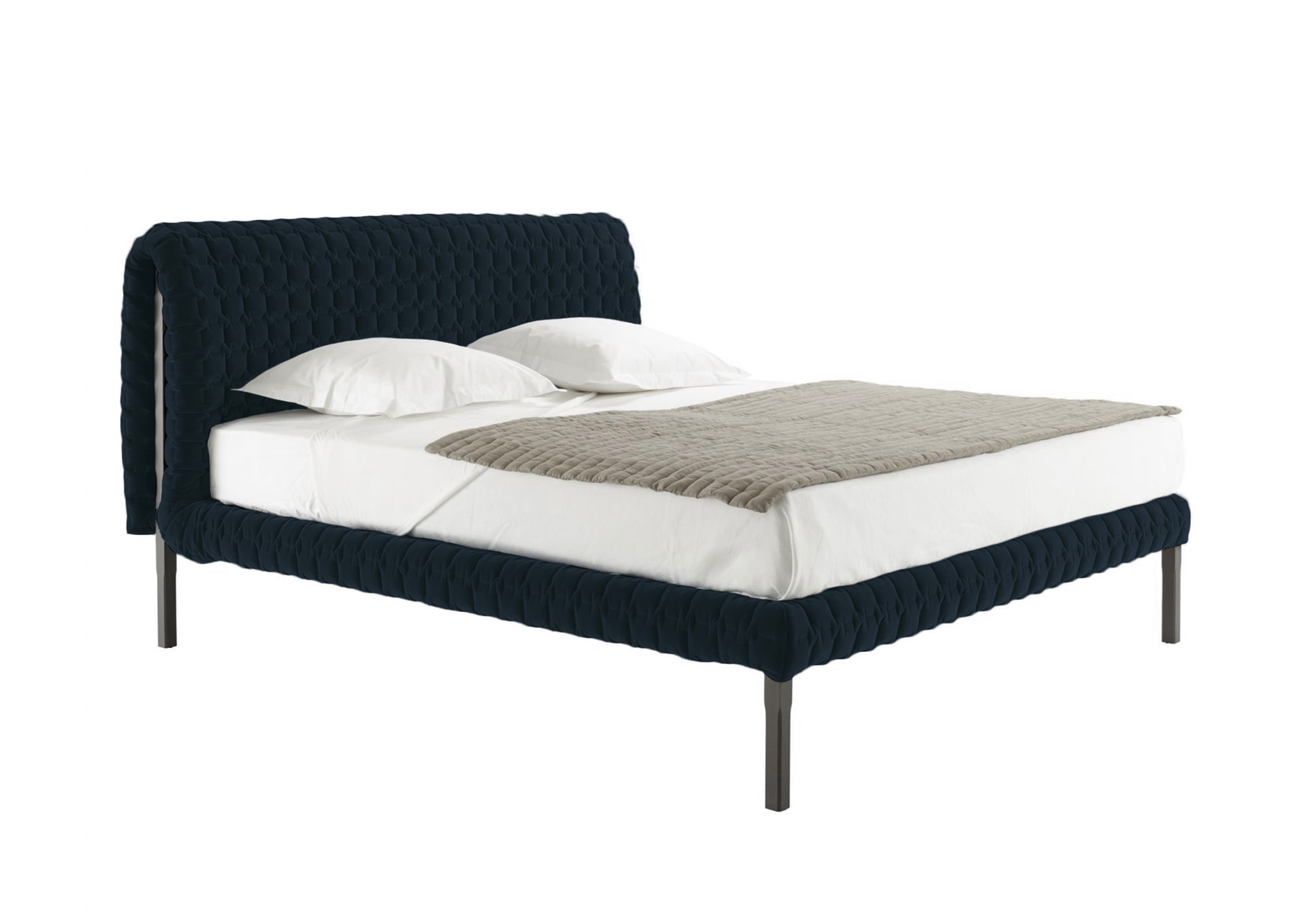 Ligne Roset Ruché Bed: Harald Nuit, High Headboard, High Legs