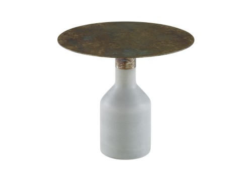 Ligne Roset Oxydation Occasional Table - Base Tuscan Stone / Top Oxidised Steel