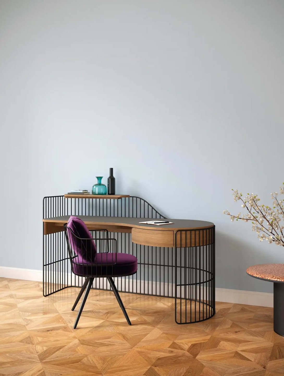 Wittmann Paradise Bird Desk: Walnut and Black