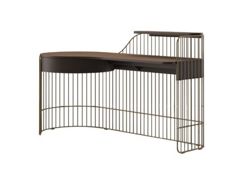 Wittmann Paradise Bird Desk: Walnut and Brass Left Side