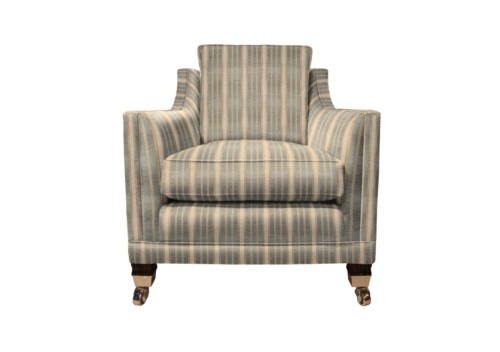 Duresta Trafalgar Armchair in Tracery Stripe Limestone Blue Duresta Trafalgar Armchair in Tracery Stripe Limestone Blue