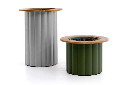 Kun Design Lotus Planters Tall and Low with Teak Top