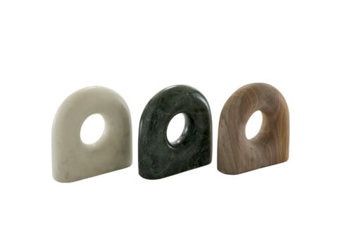 Ligne Roset Tore Bookend: White Marble, Green Marble, Rainbow Stoneware