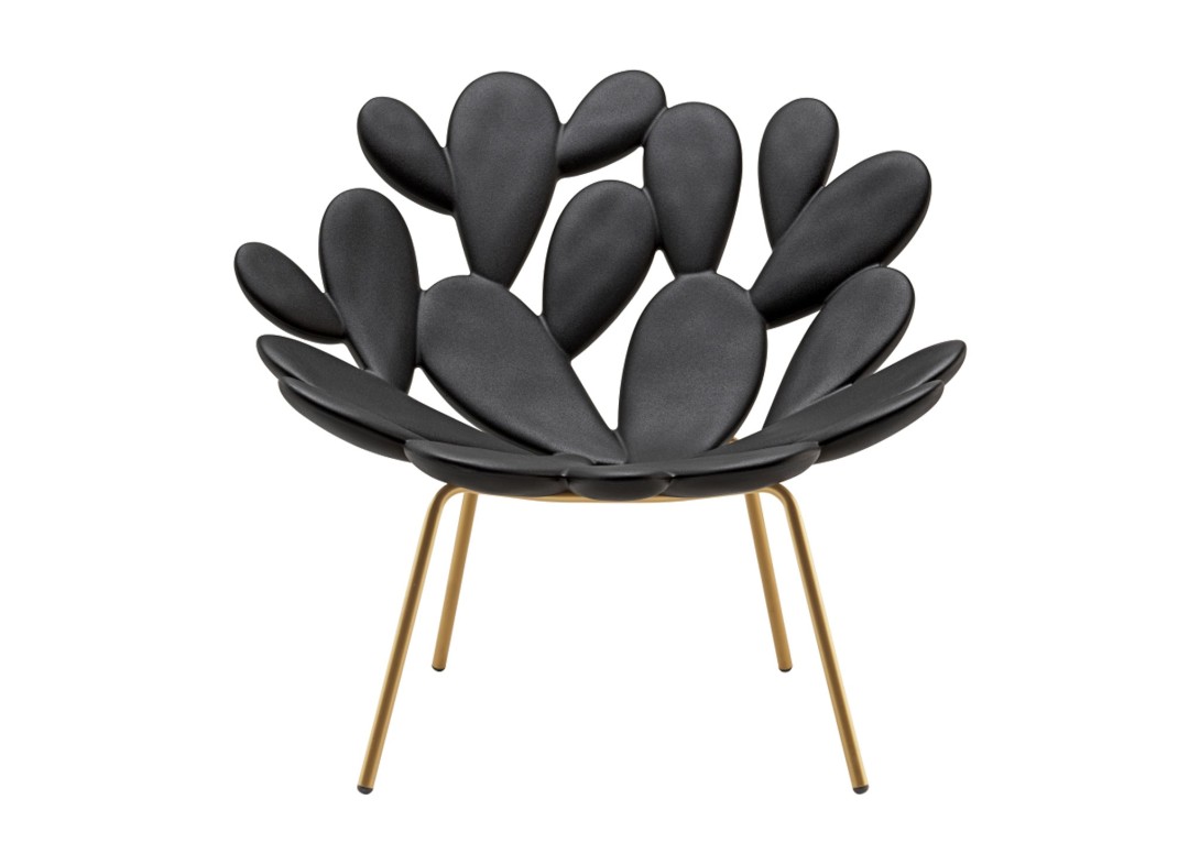 Qeeboo Filicudi Armchair Black Back Brass Legs