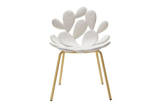 Qeeboo Filicudi Chair White Back Brass Legs