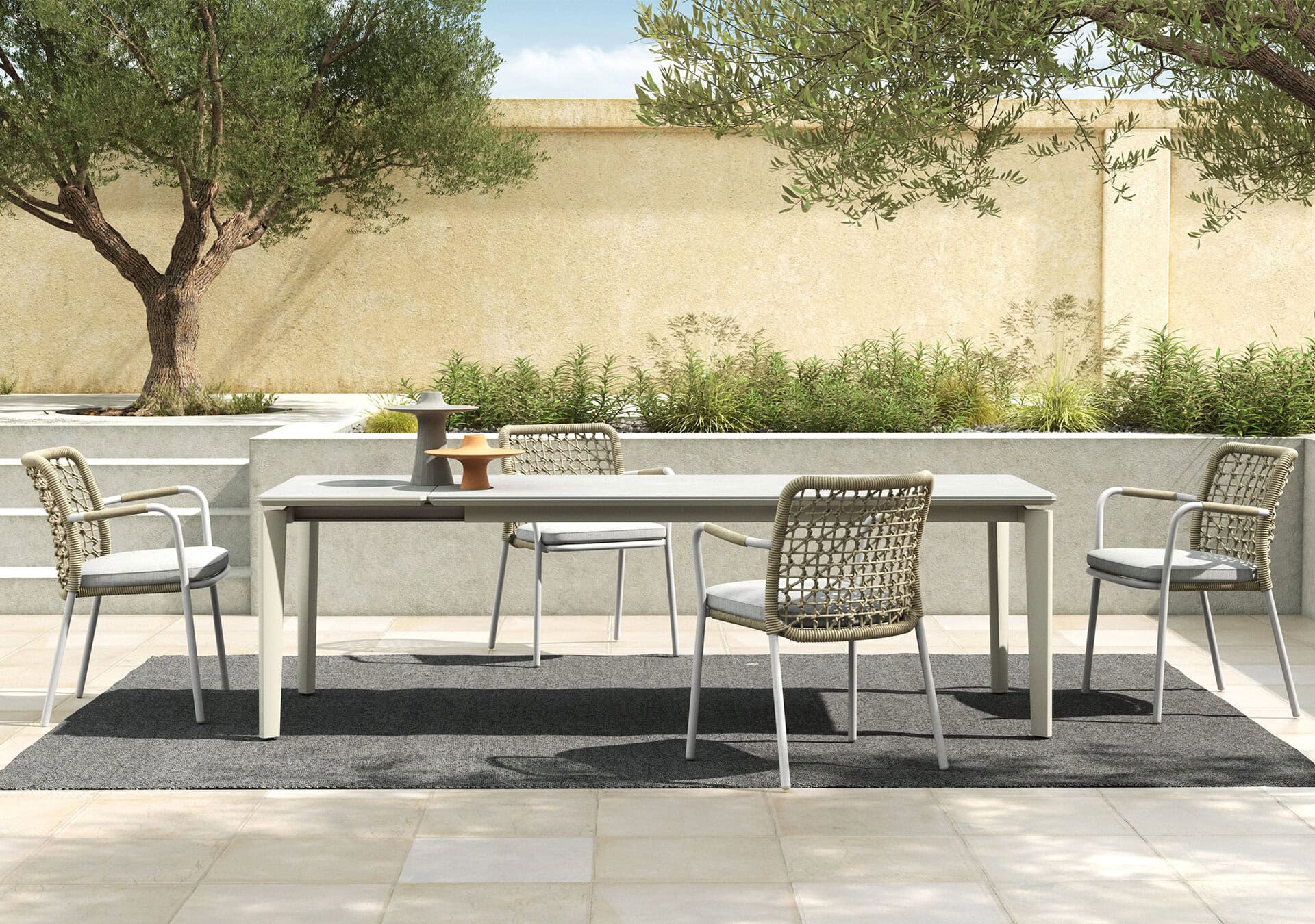 KUN Design Bagel Extendable Dining Table: Olive Grey with JK Ceramic Top