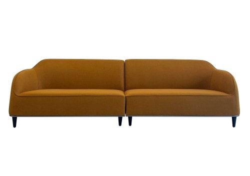 Bear 4 Seater Sofa Camel Fabric Black Oak HC28