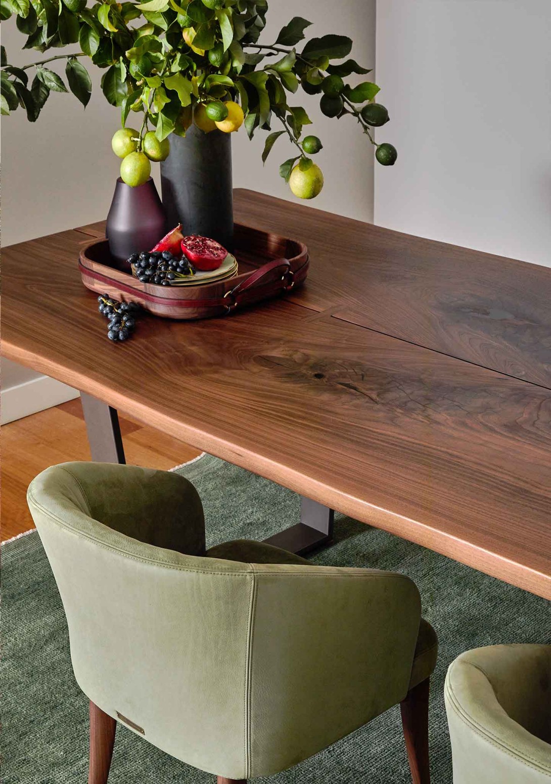Arte. Brotto: Vero Dining Table-Artein Noce Oliato Walnut with metal minimal legs