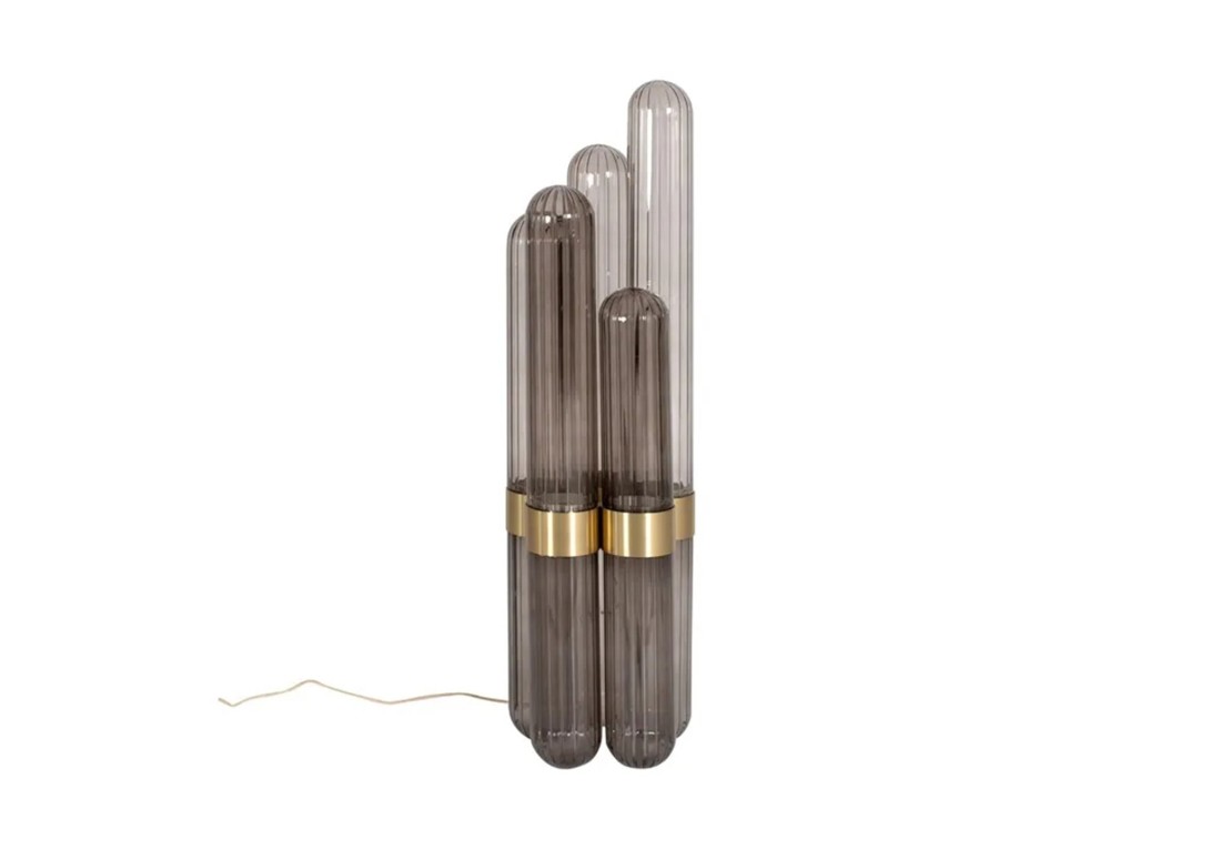 Pulpo: Cactus Lamp in Large with Smokey Grey glass and brass