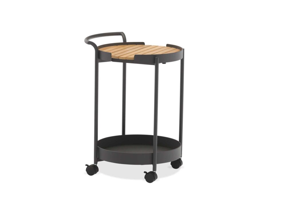 DOMO Home Bloom Trolley Black Frame Teak Top DOMO Home Bloom Trolley Black Frame Teak Top